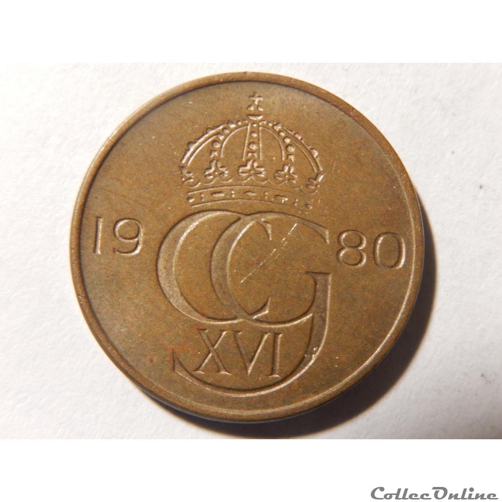 Suède, 5 öre de 1980 2 monnaie monde suede 5 ore de 1980