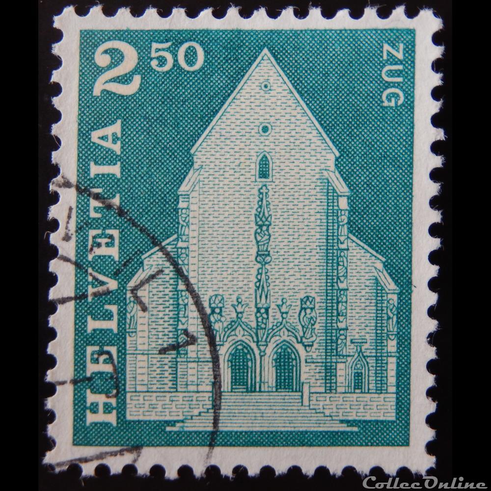 Suisse 00797 Eglise St Oswalds, Zug 2.50F de 1967 timbre europe suisse 00797 eglise st oswalds zug 2 50f de 1967