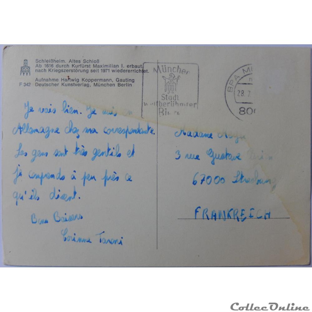 carte postale europe alsace cp allemagne baviere schleissheim