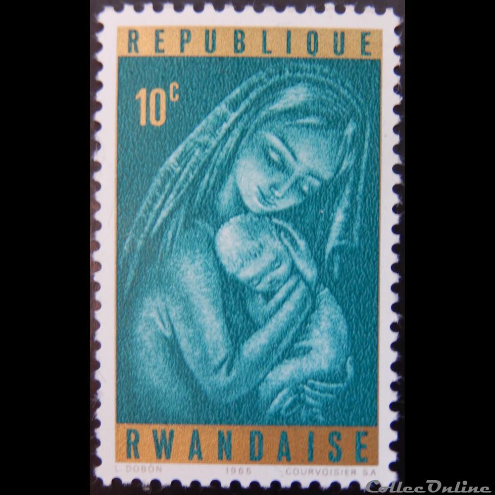 Rwanda 00128 Marie et Jésus 10c de 1965 timbre afrique rwandum rwanda 00128 marie et jesus 10c de 1965