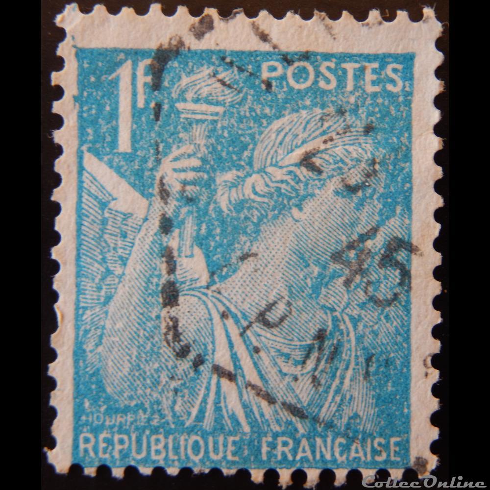 00650 Iris 1F turquoise 2ème série timbre france 00650 iris 1f turquoise 2eme serie