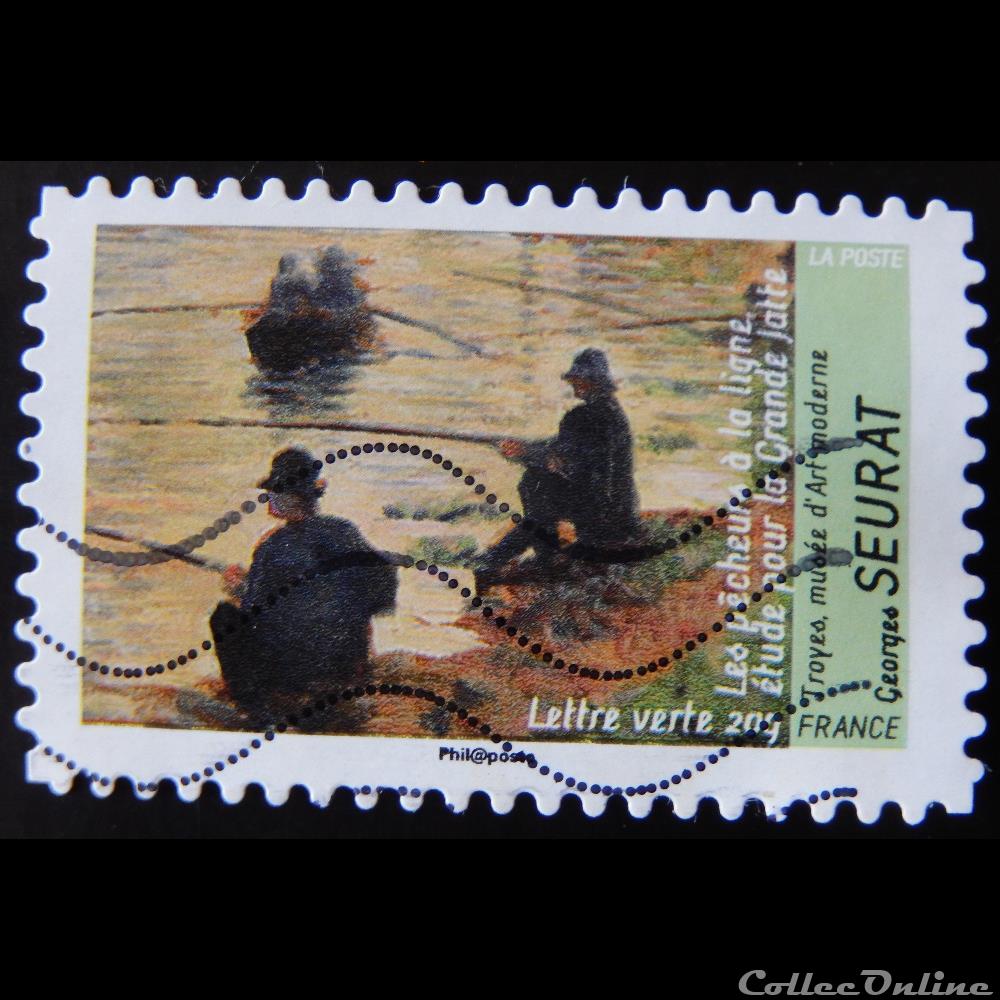 timbre france aa00833 les pecheurs a la ligne de seurat 20g