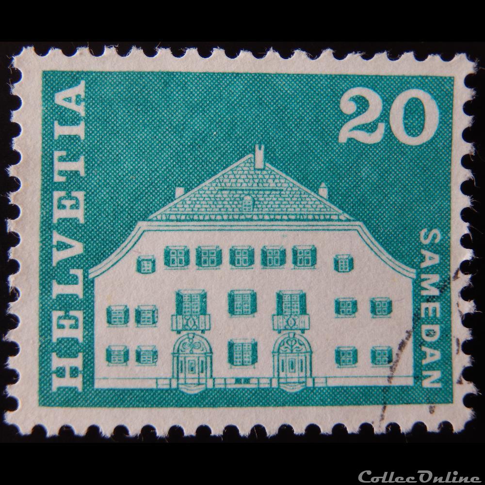 Suisse 00818 Planta House, Samedan 20cts de 1968 timbre europe suisse 00818 planta house samedan 20cts de 1968