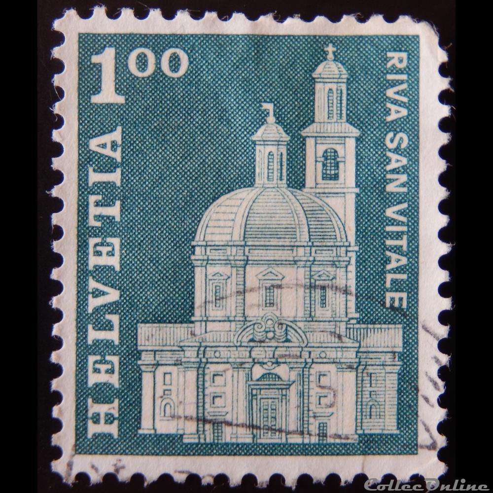 timbre europe suisse 00821 eglise santa croce riva san vitale 1 00f de 1968