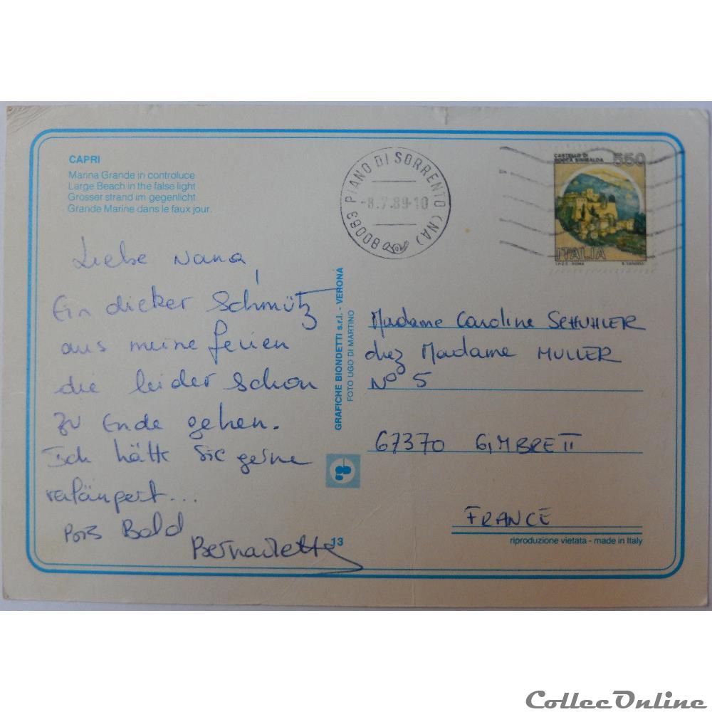 carte postale europe alsace cp italie campanie capri