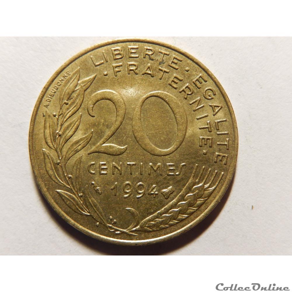 monnaie france moderne 20 centimes marianne 1994 abeille