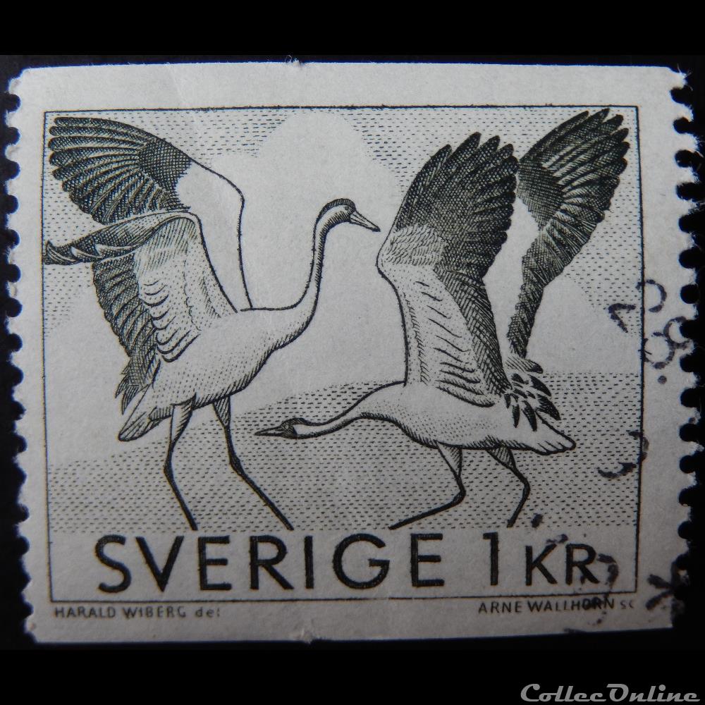 Suède 00583 Grue cendrée 1 kr de 1968 timbre europe suede 00583 grue cendree 1 kr de 1968