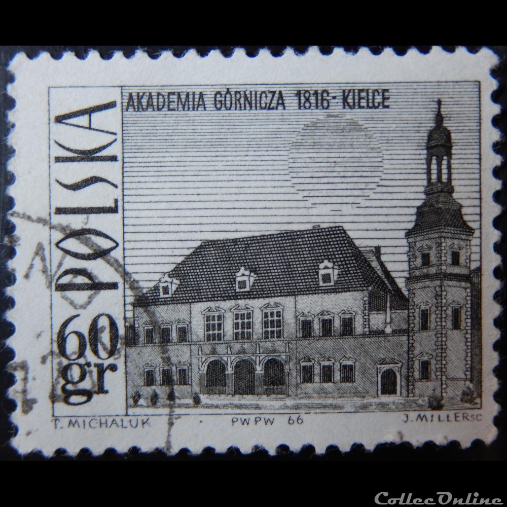 Pologne 01558 académie des mines, Kielce 60Gr de 1966 timbre europe pologne 01558 academie des mines kielce 60gr de 1966