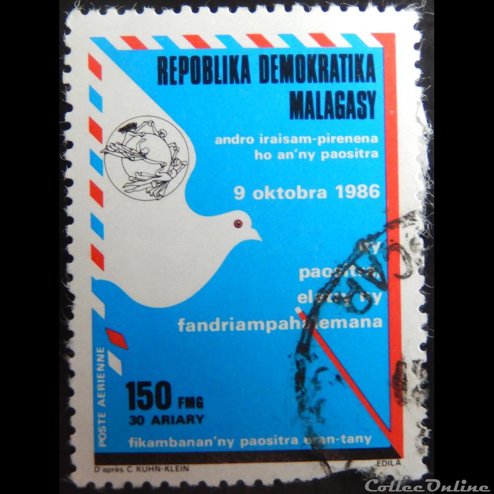 Madagascar PA? 9 octobre 1986 150FMG de ? timbre afrique madagascar pa 9 octobre 1986 150fmg de