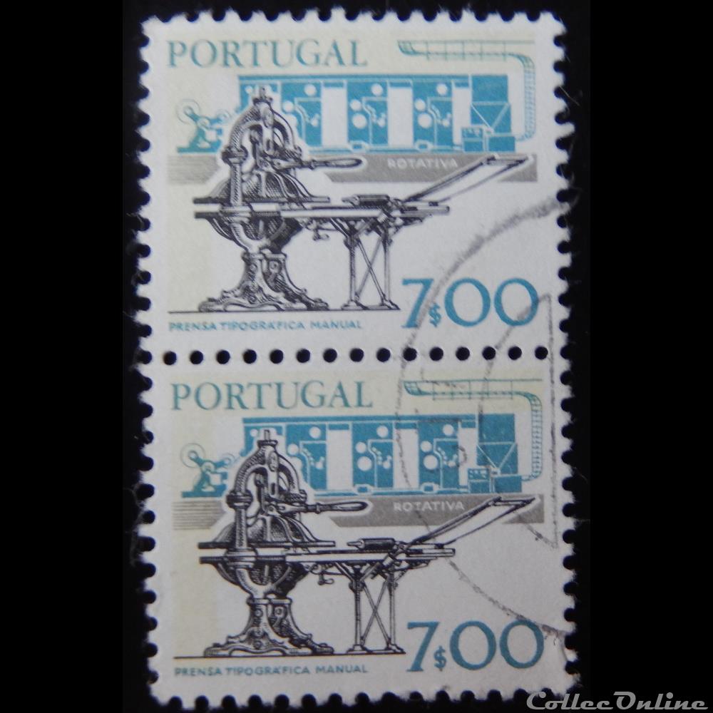 Portugal 01371 presse ancienne et moderne 7$00 de 1978 timbre europe portugal 01371 presse ancienne et moderne 7 00 de 1978