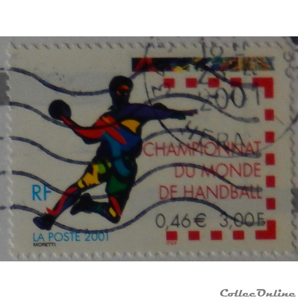 timbre france 03367 championnat du monde de handball 0 46 3f de 2001