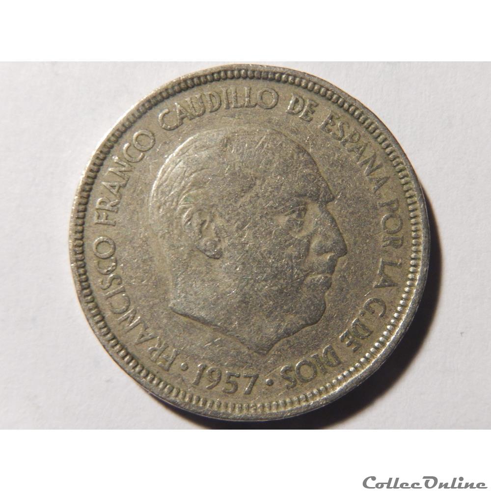 Espagne, 5 pesetas de 1957 2 monnaie monde espagne 5 pesetas de 1957