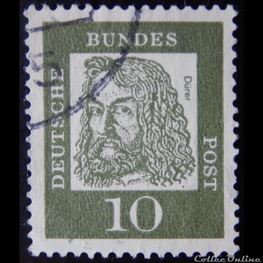 Allemagne RFA 00223 Albrecht Dürer 10pf de 1961 4 timbre europe allemagne rfa 00223 albrecht durer 10pf de 1961