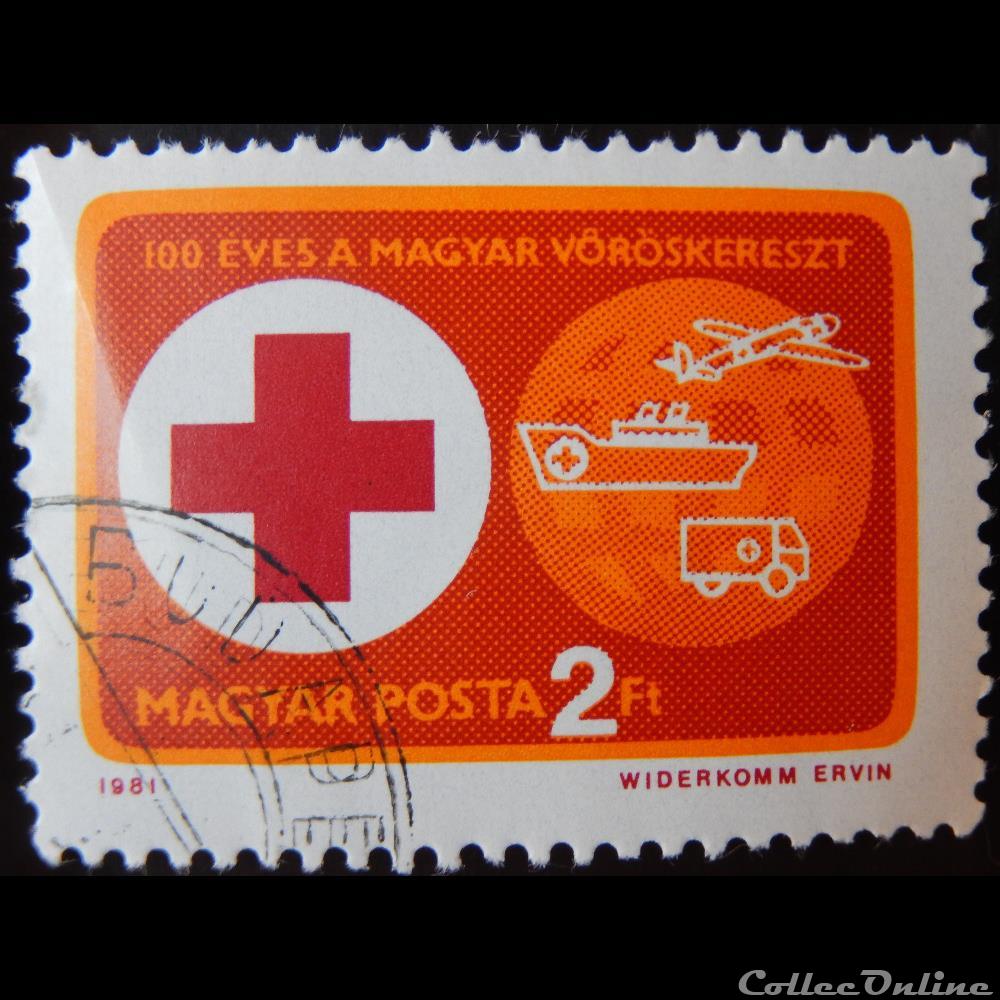 Hongrie 02762 croix rouge Hongroise 2ft de 1981 timbre europe hongrie 02762 croix rouge hongroise 2ft de 1981