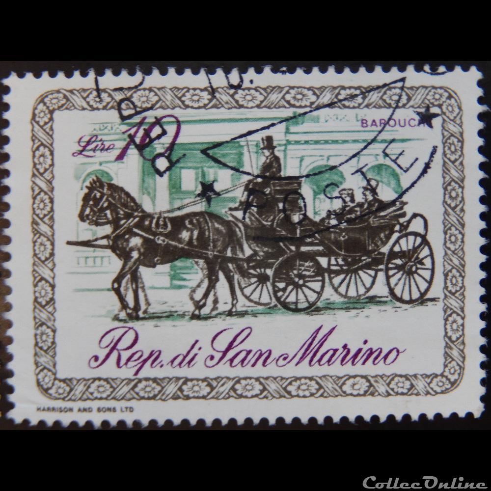 timbre europe saint marin 00737 coche 10l de 1969