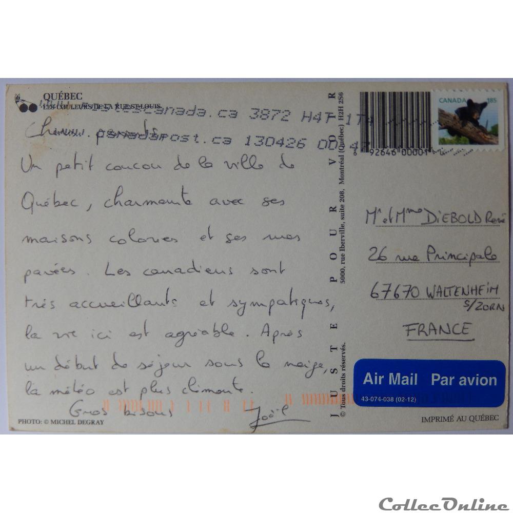 carte postale amerique ile de france cp du canada quebec