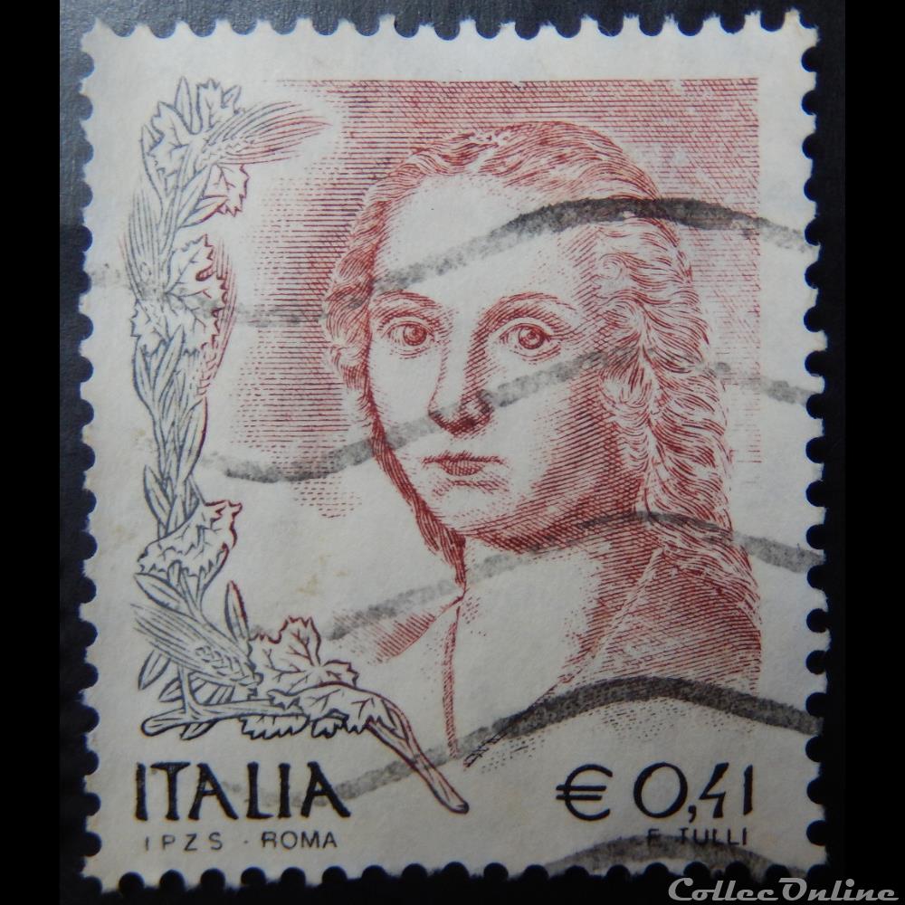 Italie 02537 femme et la licorne 0.41 € de 2002 timbre europe italie 02537 femme et la licorne 0 41 de 2002