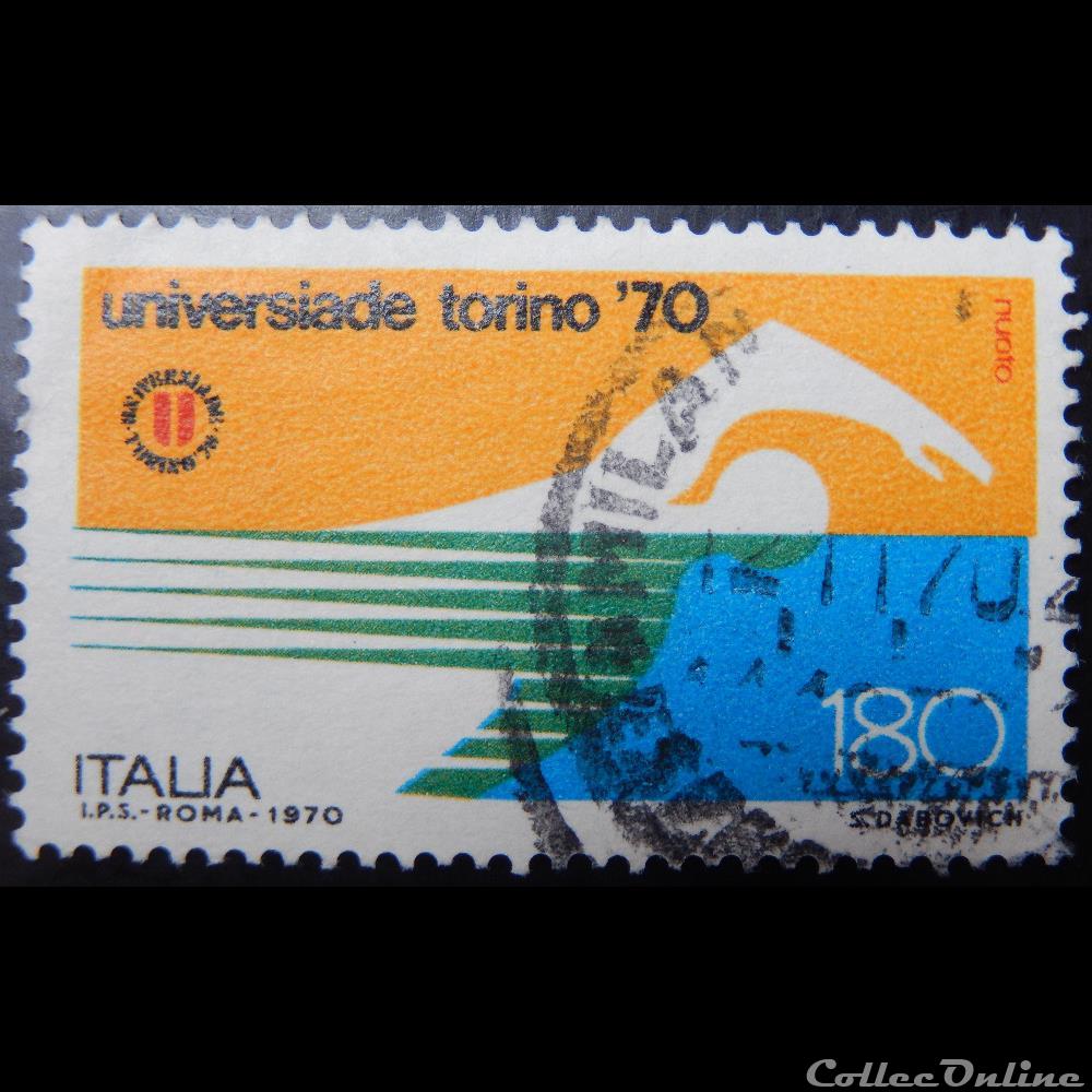 timbre europe italie 01051 jeux universitaire mondiaux 180 lires de 1970