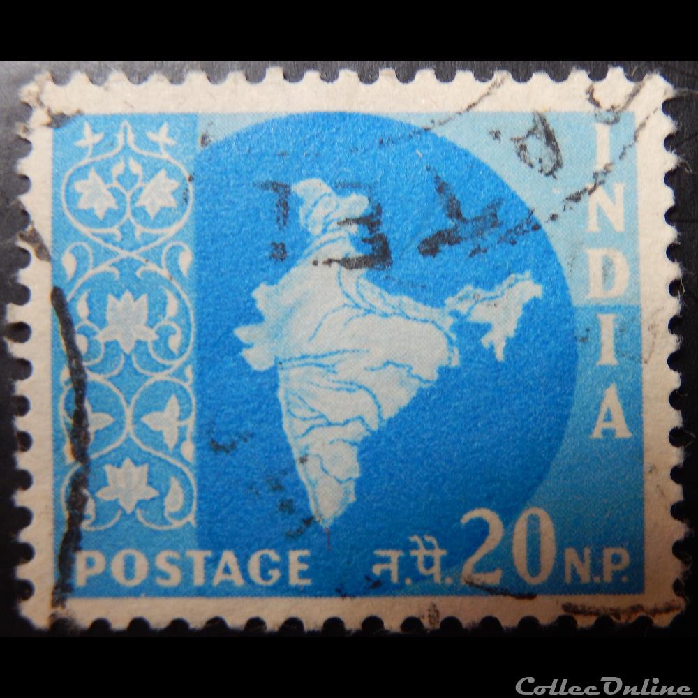timbre asie inde 00079 carte de inde 20np de 1957
