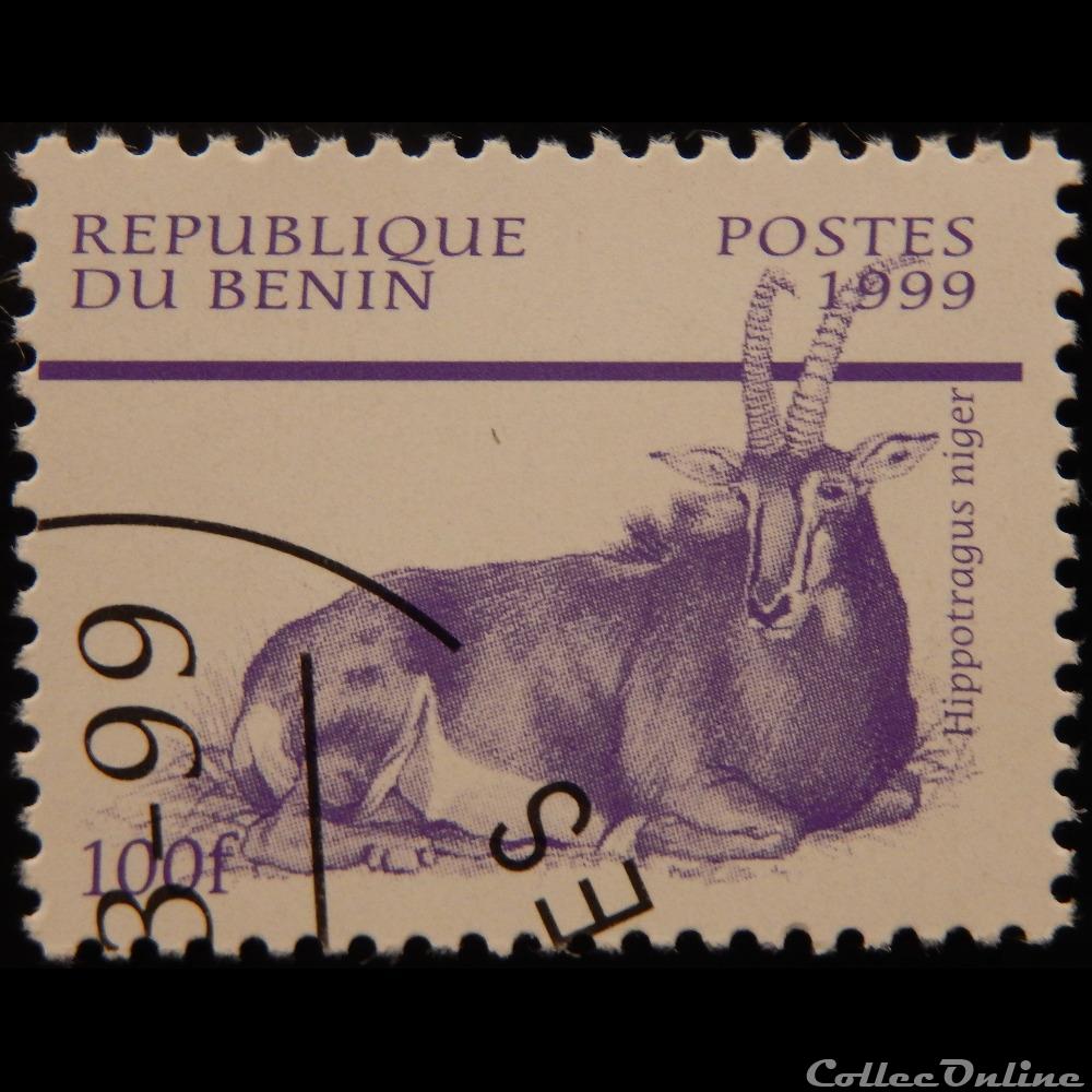 timbre afrique benin 00875 hippotrague noir 100f de 1999