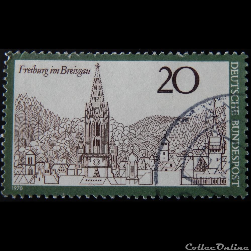 Allemagne RFA 00519 Freiburg en Breisgau 20pf de 1970 timbre europe allemagne rfa 00519 freiburg en breisgau 20pf de 1970