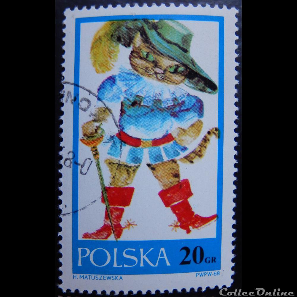 timbre europe pologne 01678 le chat botte 20gr de 1968