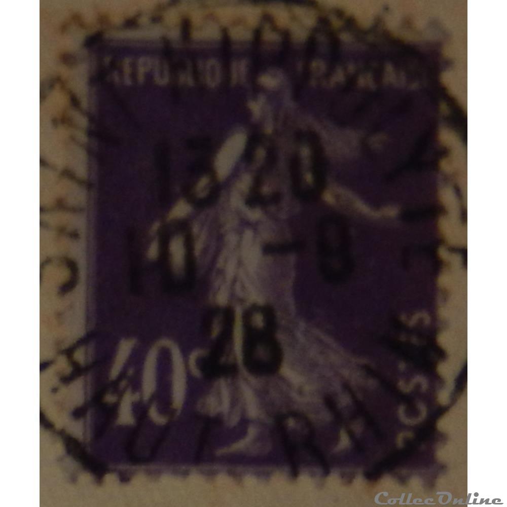 timbre france 00236 semeuse fond plein sans sol 40c violet de 1927