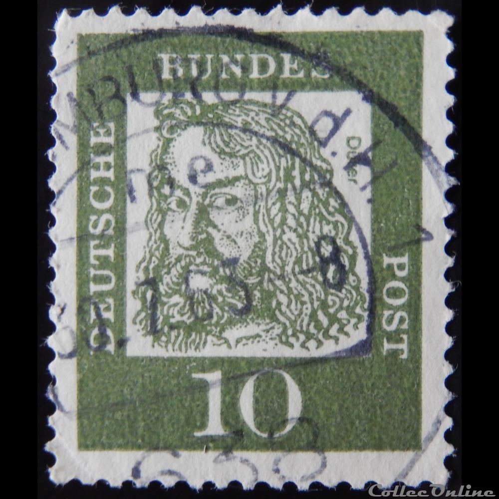 Allemagne RFA 00223 Albrecht Dürer 10pf de 1961 timbre europe allemagne rfa 00223 albrecht durer 10pf de 1961