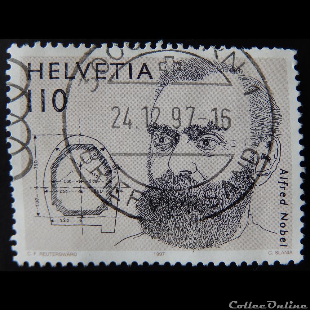 Suisse 01556 Alfred Nobel (1833-1896) 110cts de 1997 timbre europe suisse 01556 alfred nobel 1833 1896 110cts de 1997