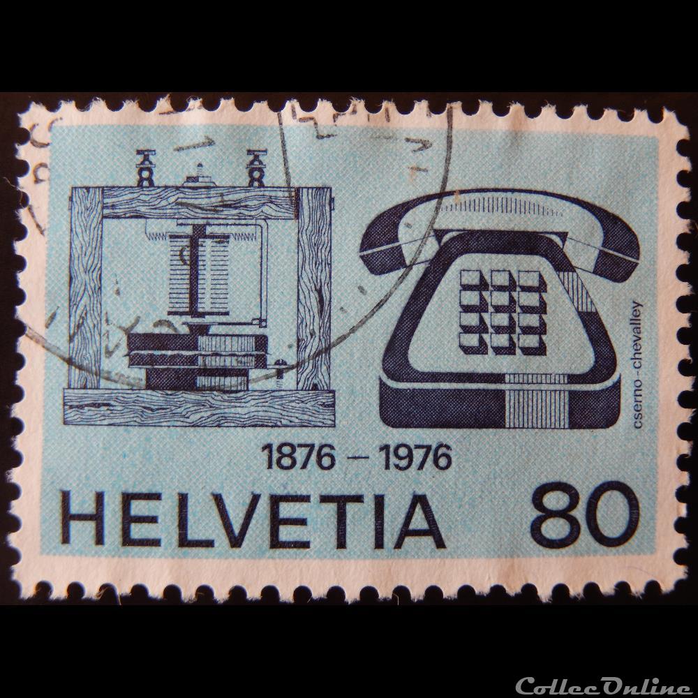 Suisse 01002 téléphone ancien et moderne 80cts de 1976 timbre europe suisse 01002 telephone ancien et moderne 80cts de 1976