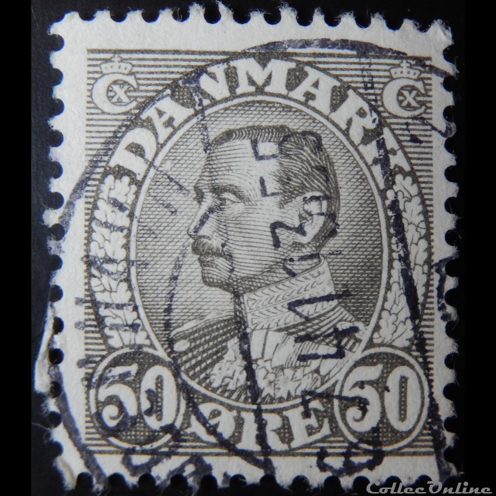 Danemark 00222 roi Christian X de 50ore de 1934 timbre europe danemark 00222 roi christian x de 50ore de 1934