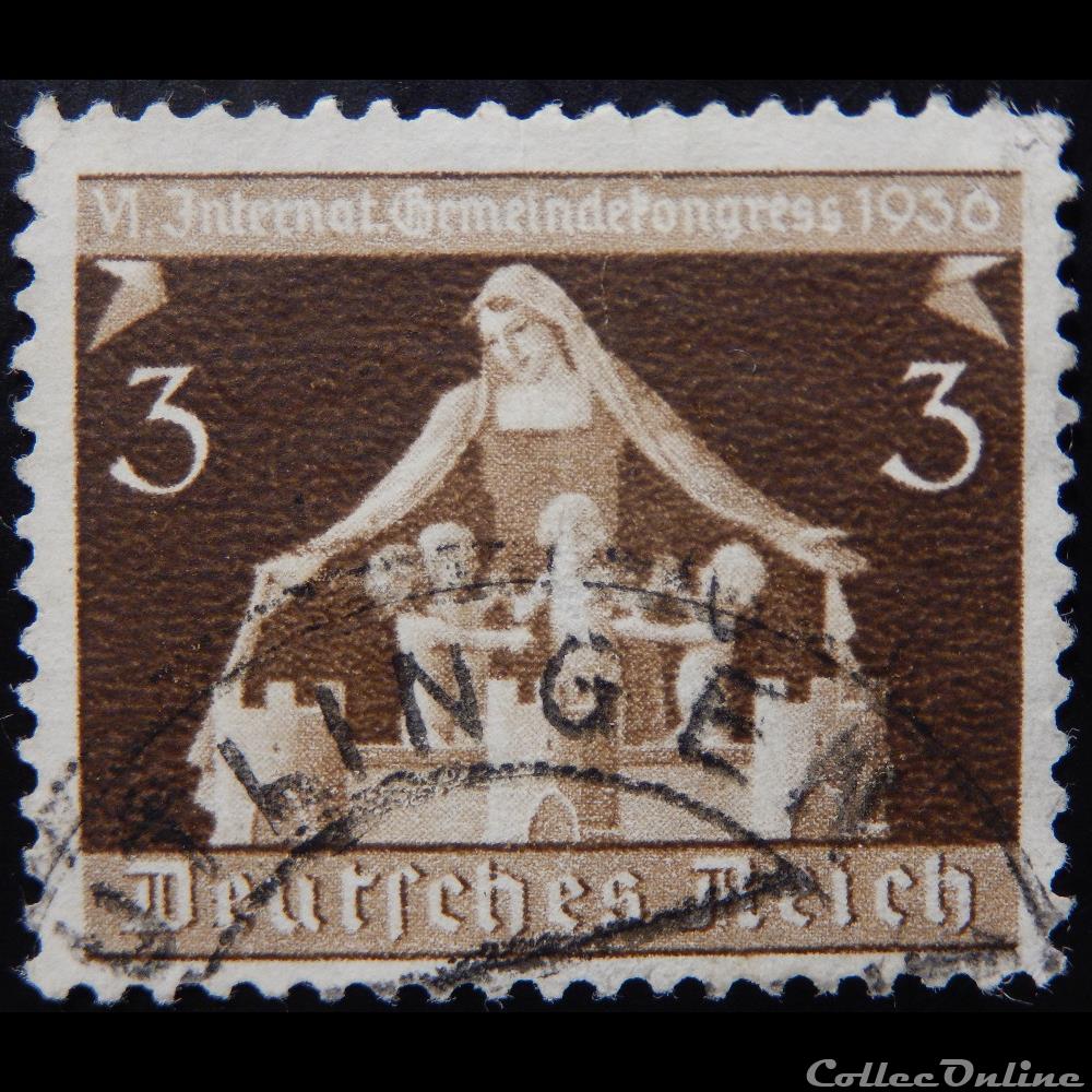 Allemagne Reich 00573 congrès communautaire international 3pf de 1936 timbre europe allemagne reich 00573 congres communautaire international 3pf de 1936