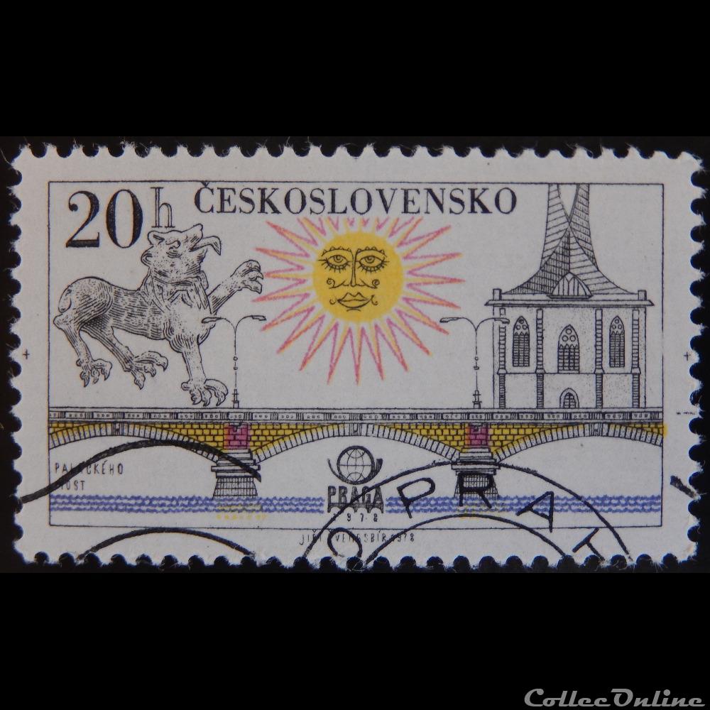 Tchécoslovaquie 02278 pont Palacky 20 h de 1978 timbre europe republique tcheque tchecoslovaquie 02278 pont palacky 20 h de 1978