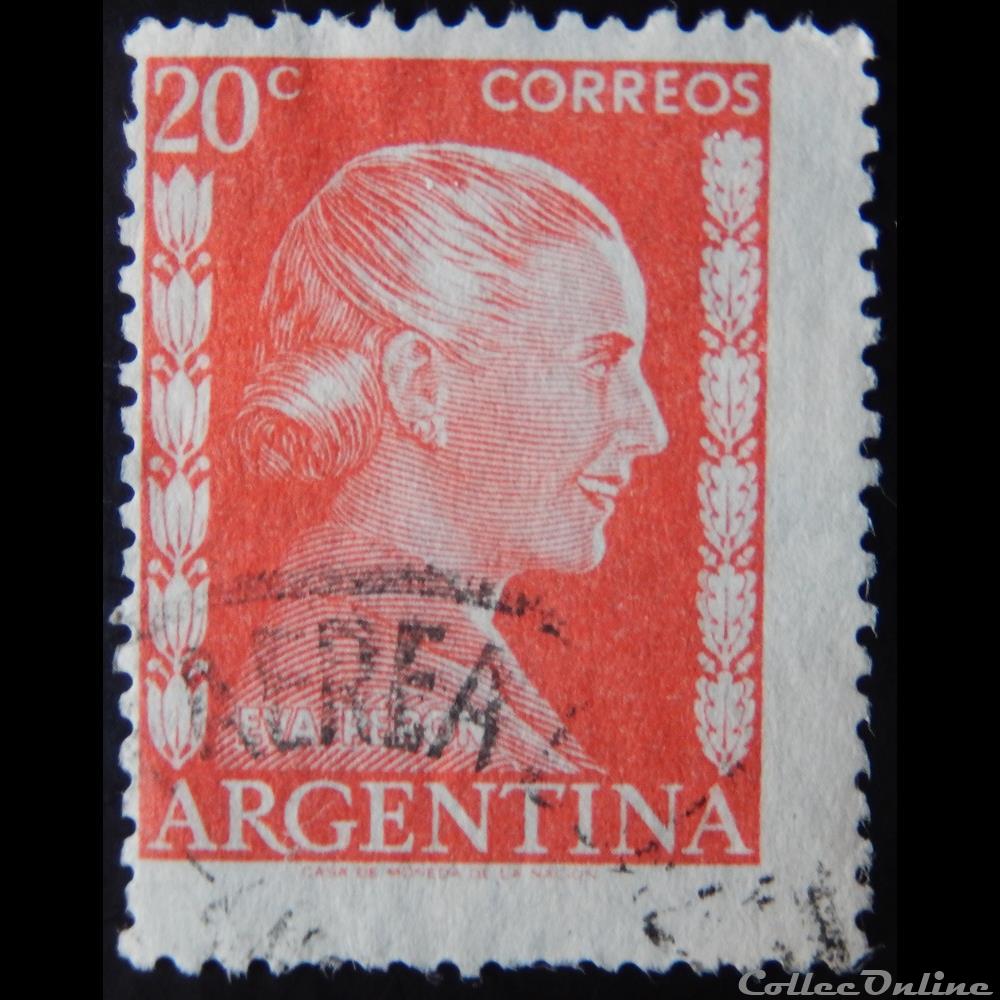 timbre amerique argentine 00520 eva peron 20c de 1952