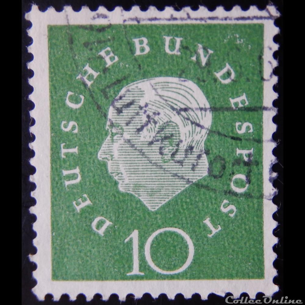 Allemagne RFA 00174 président Théodor Heuss 10pf de 1959 4 timbre europe allemagne rfa 00174 president theodor heuss 10pf de 1959
