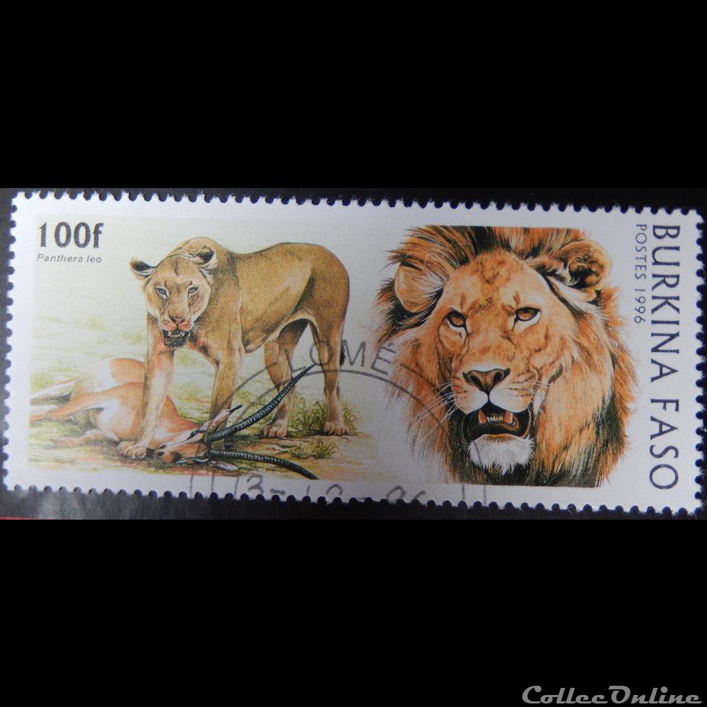 timbre afrique burkina faso 00999 lions 100f de 1996