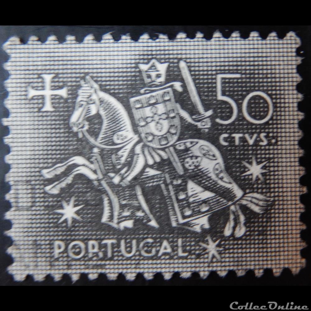 Portugal 00777 chevalier à cheval 50c de 1953 timbre europe portugal 00777 chevalier a cheval 50c de 1953