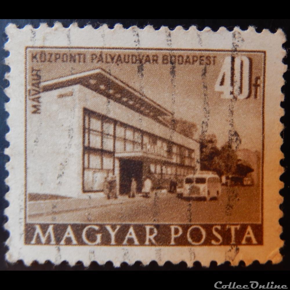 timbre europe hongrie 01007 terminal de bus budapest 40f de 1951