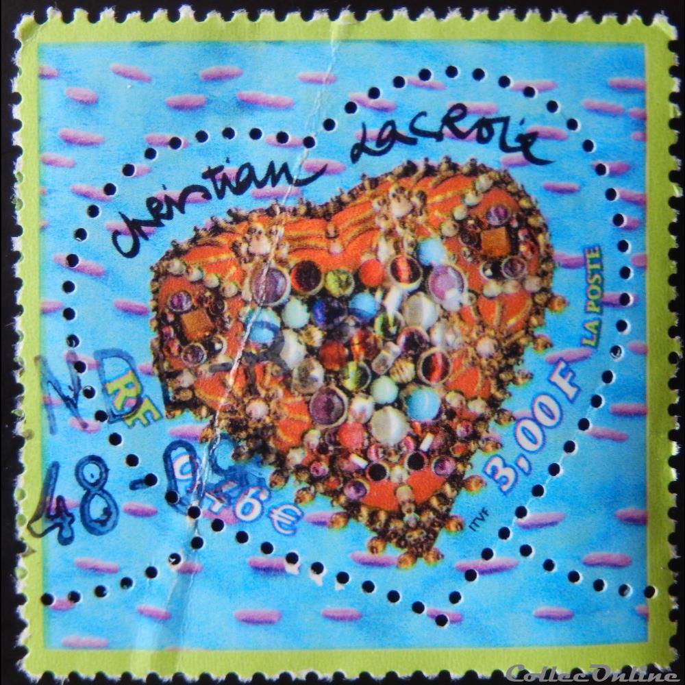 timbre france 03368 saint valentin le coeur de christian lacroix 3f 0 46 de 2001