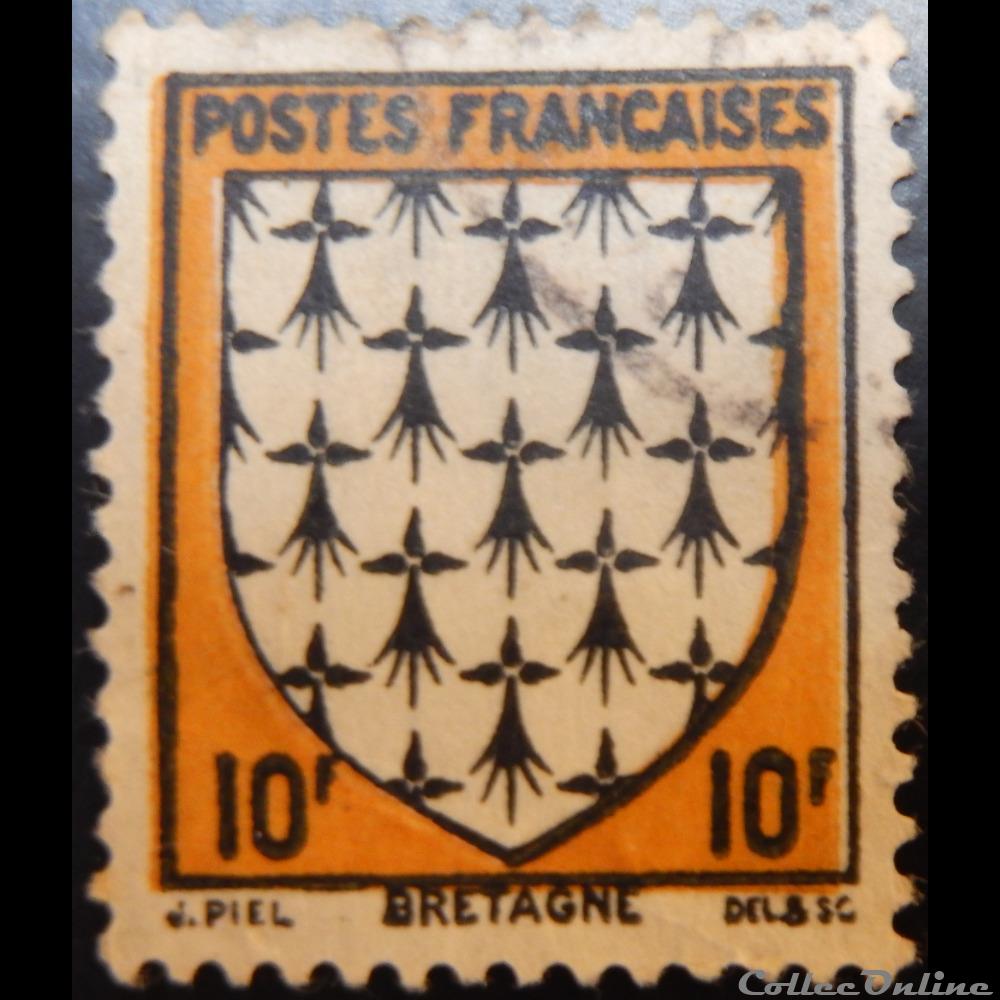 00573 Blason de Bretagne 10F timbre france 00573 blason de bretagne 10f