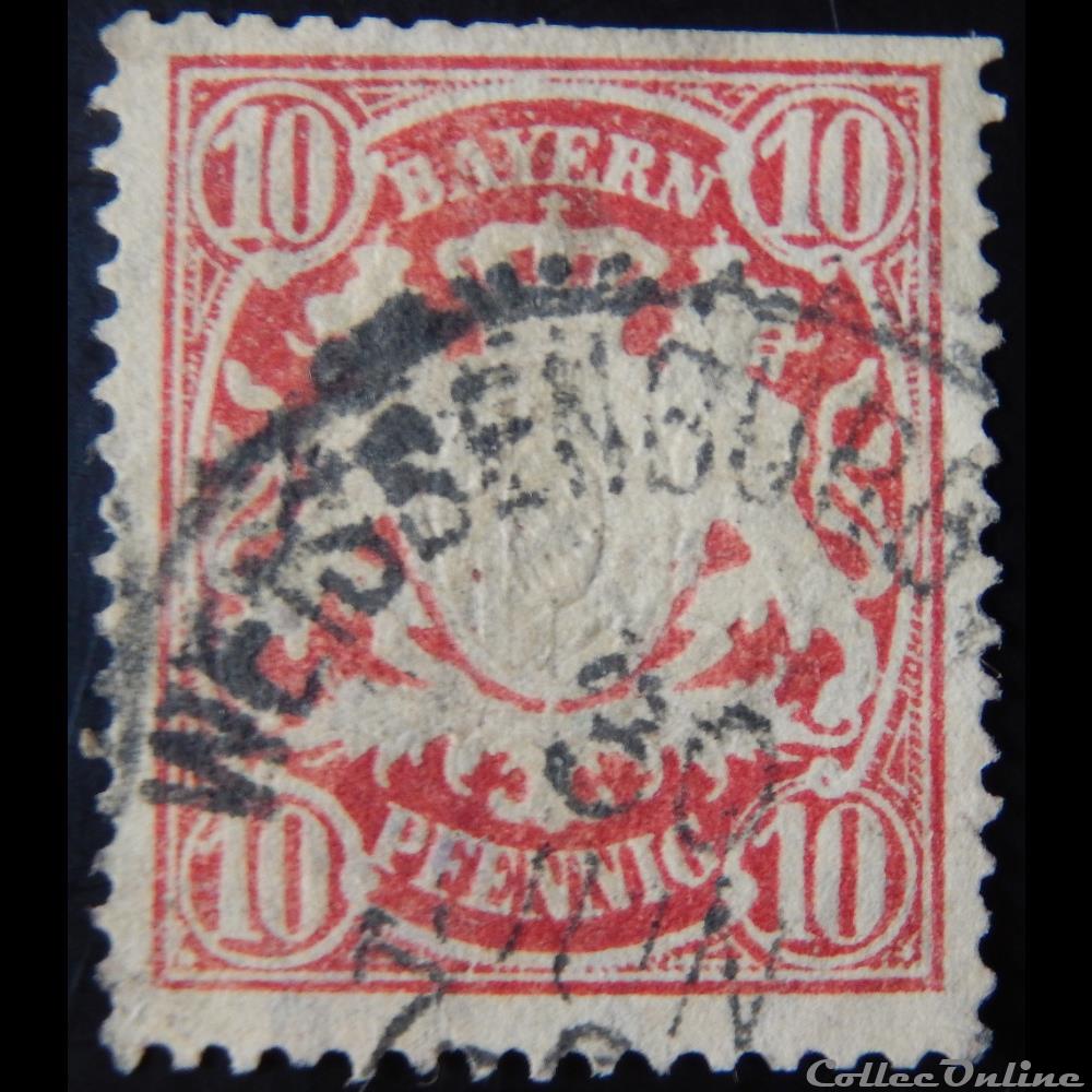 timbre europe allemagne baviere 00063 armoirie 10pf de 1888