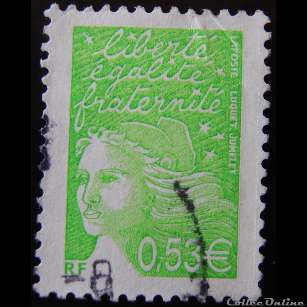 03450 Marianne de Luquet 0,53 € vert-jaune timbre france 03450 marianne de luquet 0 53 vert jaune