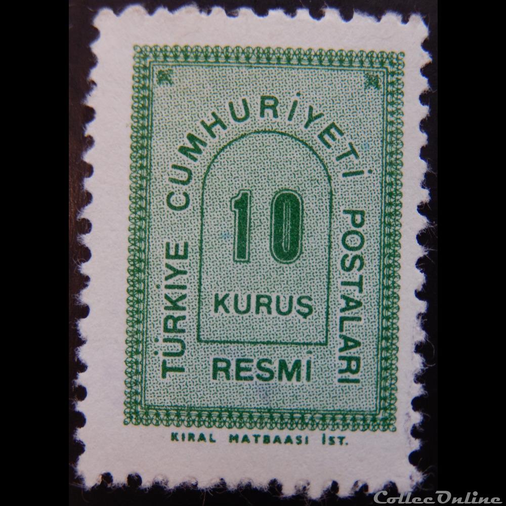 timbre asie turquie s0084 officiel vert 10 kurus de 1963