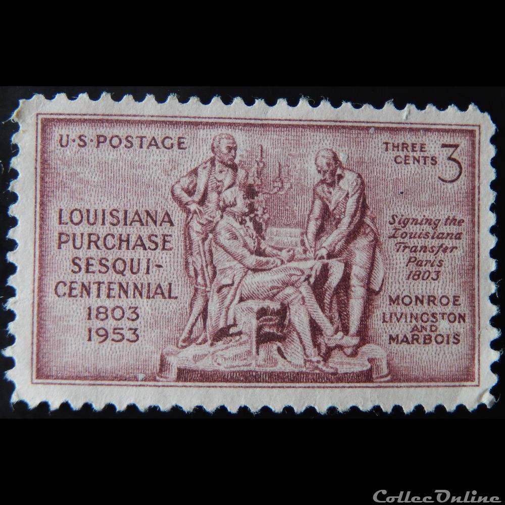 timbre amerique etats unis 00571 monroe livingston et marbois 3c de 1953