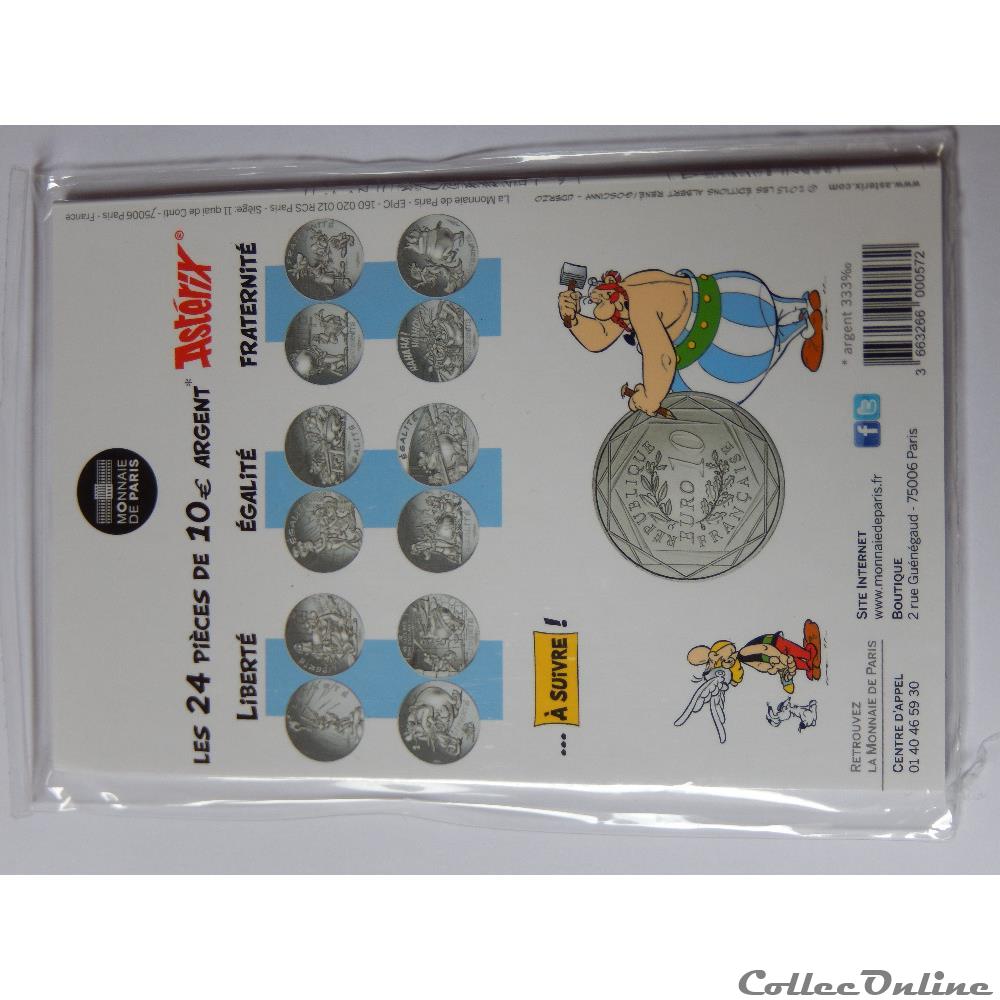 10 euros, Astérix et l'égalité Rameurs 2015 3 monnaie france espagne 10 euros asterix et egalite rameurs 2015