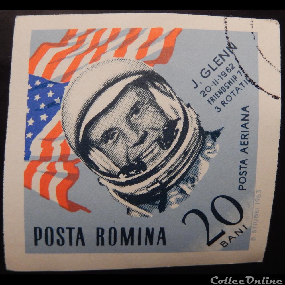 timbre europe roumanie pa0201 john glenn 20 bani de 1964