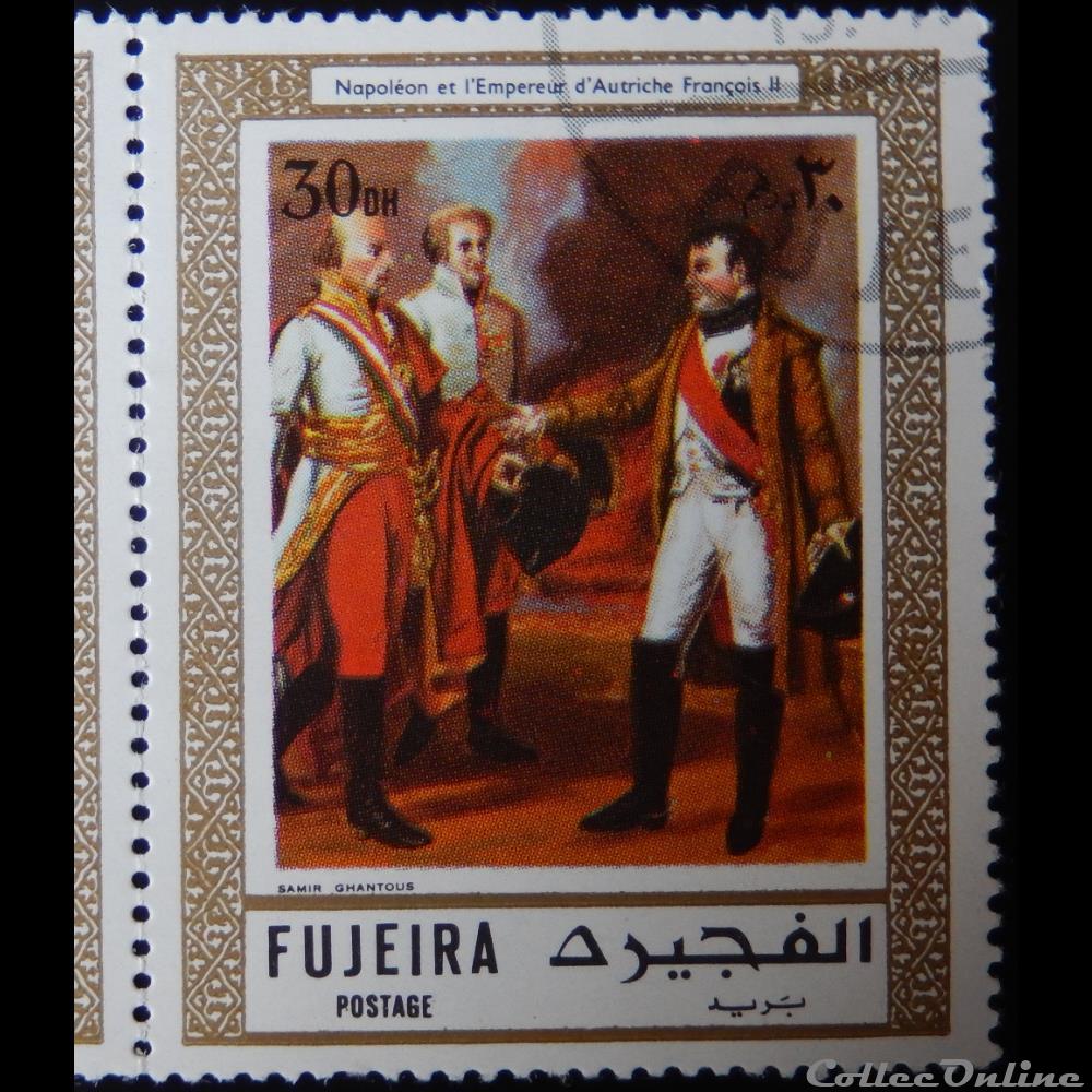 timbre asie emirat arabe uni fujeira 00138 k napoleon bonaparte avec la kaiser franz ii autriche 30d de 1972