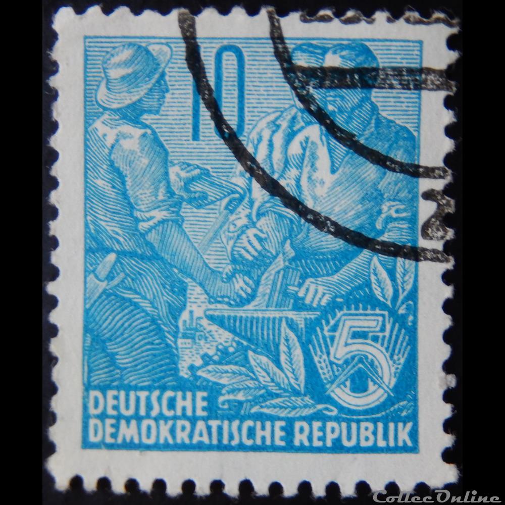 Allemagne RDA 00190 ouvriers 10pf de 1955 4 timbre europe allemagne rda 00190 ouvriers 10pf de 1955