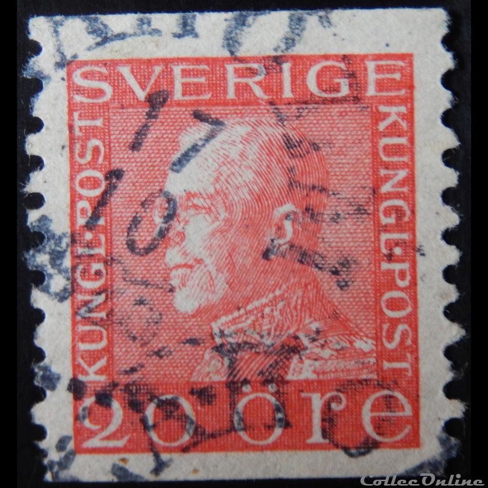 Suède 00132 roi Gustave V 20öre de 1922 timbre europe suede 00132 roi gustave v 20ore de 1922