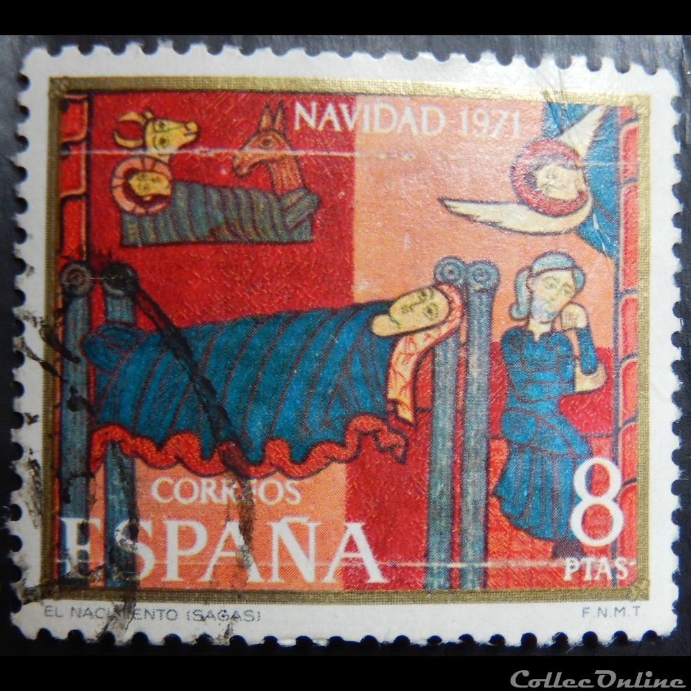 timbre europe espagne 01715 scene de la nativite 8ptas de 1971
